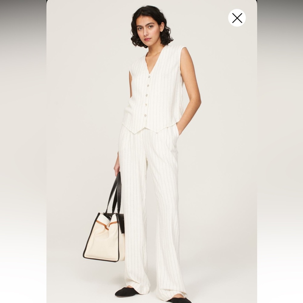 DONNI. Cream Pinstripe Trousers